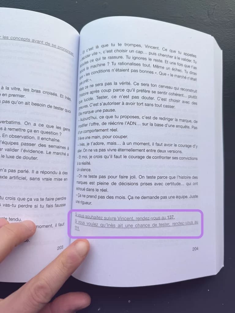 L'intérieur du livre — format interactif